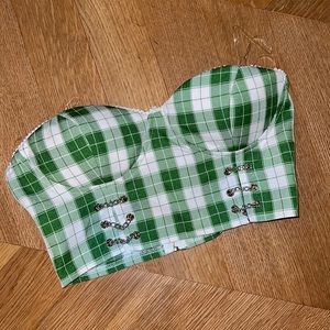 Green Gingham Chained Top